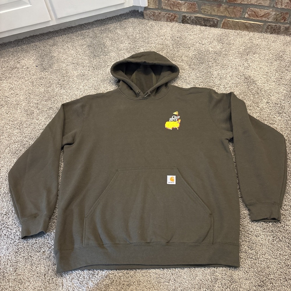 Carhartt Barstool Sports Hoodie Mens XL Green Dave Portnoy One Bite Pizza Rules